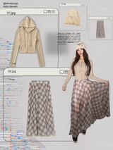 Long Check Chiffon Sharalla Skirt
