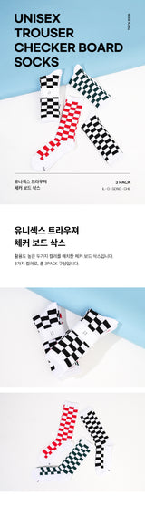 [3PACK] 1507 ユニセックストラウザー チェッカーボードソックス - カラーパック