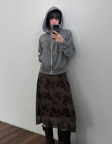 SHIRRING HIGH NECK ZIP-UP