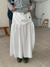 Natan Shirring Belt Banding Long Skirt