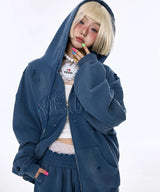 Destroyed YEGG Hoodie Blue