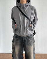 Contrast Highneck Hood Zip-up