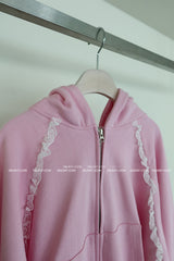 Levit Frill Lace Hooded Zip-Up