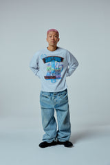 Street league artwork damage washing over-crop fit long sleeve (Melange)