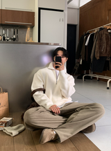 Nade Washable Overfit High Neck Turtle Semi-Zip-Up Knit