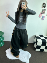 FLEECE❤TRACK BIG POCKET LONG WIDE BALLOON PANTS 🖤🩶💛4COLOR