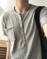Pochi Slub Henley Neck Short Sleeve T