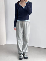 Sharen Elastic Waist Tracksuit Training Pants French Terry Jogger Pants
