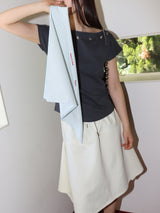 SHELL CAP SLEEVE T (CHARCOAL)