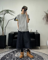 Beto Non-Faded Raw Bermuda Pants