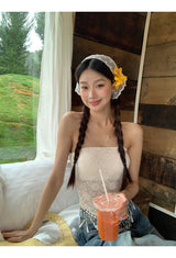  Tassel France Lace  Pad Tube Top
