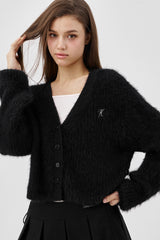 Classic sugarplum hairy cardigan, Black