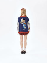 13DE MARZO Pixel Bear Baseball Sweater Blue