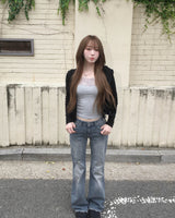 Crop slim hood jumper