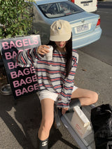 [ORIGINAL]ユニット サマー ストライプド ロングスリーブ Tシャツ