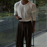 [HFORUS MADE]Forus Knitted pleats U - kneck long sleeves