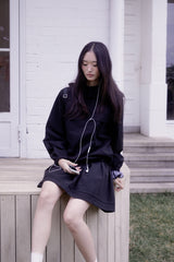 ピンタックシャーリングミニスカート (ブラック)