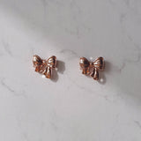 プチデイリーリボンピアス - Rosegold Color