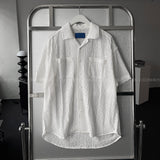 LN Lace Open Collar Short-Sleeved Shirt (2 colors)