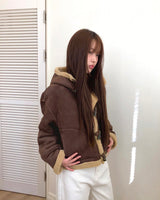 Duna Suede Hooded Tteokbokki Sherpa Fleece Mustang Jacket