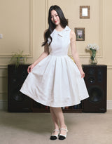 [LADY LINE] Ophelia Ribbon Point Sleeveless Midi Balloon Dress White