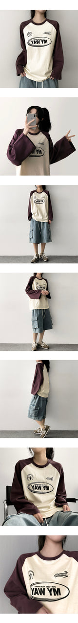 E-Farm Color Raglan Long Sleeve T-shirt