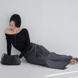 [Redlin] Wrap Shirred Long Skirt -2color