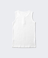 Ribbed Henley-Neck Sleeveless Top White