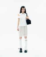 レイヤードメッシュナイロンミディスカート / Beige
