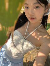 pouch halter strap shirring tube top