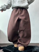 フリースピッカブル ❤ハーディーサークルラインバルーンロングスウェットパンツ🤎🩶🖤3COLOR