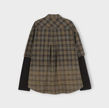Mega washing checked layered shirt