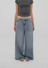 [B-DENIM] LIGHT WASHING WIDE JEANS 054