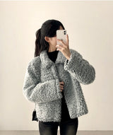 Cyan collar neck popgle short jacket 