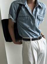 Western summer denim short-sleeved shirt