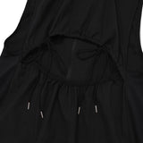 LAYERED HOODIE WOVEN DRESS [BLACK]