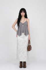 LACE BREEZE BUTTON CAMI TOP (WHITE, VIOLET GRAY 2COLORS!)