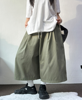 フロントピンタックコットンオーバー7ロングバミューダ 💛🤍💚🖤4カラー
