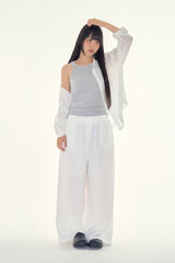 Half wrinkled ribbed sleeveless