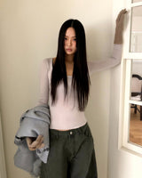 Pumin Square-Neck Fleece Slim T-Shirt