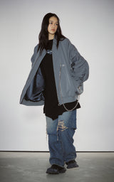  SHIRRING SLEEVED MA-1_GRAY