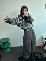 2ウェイ🤎 ノルディックフーディーセミクロッピードジップアップジャケット 🤎💙🩶2カラー