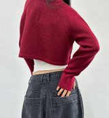(WARMER DETAIL!) シッククロップドワイドルーズラウンドニット - 2 COLOR