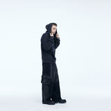 Washing Corduroy Cargo Banding Denim Pants Black