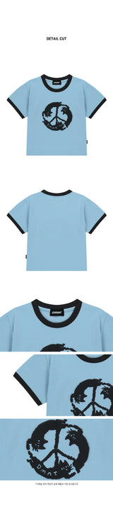 Purrfect Peace Ringer Crop T-Shirt_Sky Blue