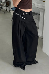 [BELT SET] CROSS LINE WIDE SLACKS