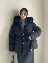 Cerny String Fur Hooded Short Padded Jumper