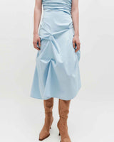 DOZI - Sleeveless Pinched Long Dress _ SKY BLUE