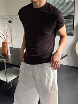 Ice tencel shoulder line half t-shirts(4color)