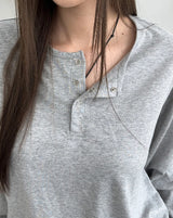 ケインヘンリーネックコットン長袖Tシャツ
